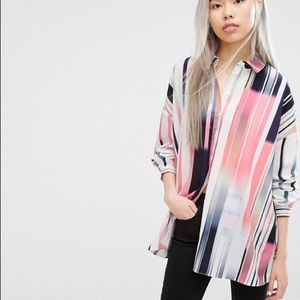 ASOS Oversized Blouse In Abstract Stripe